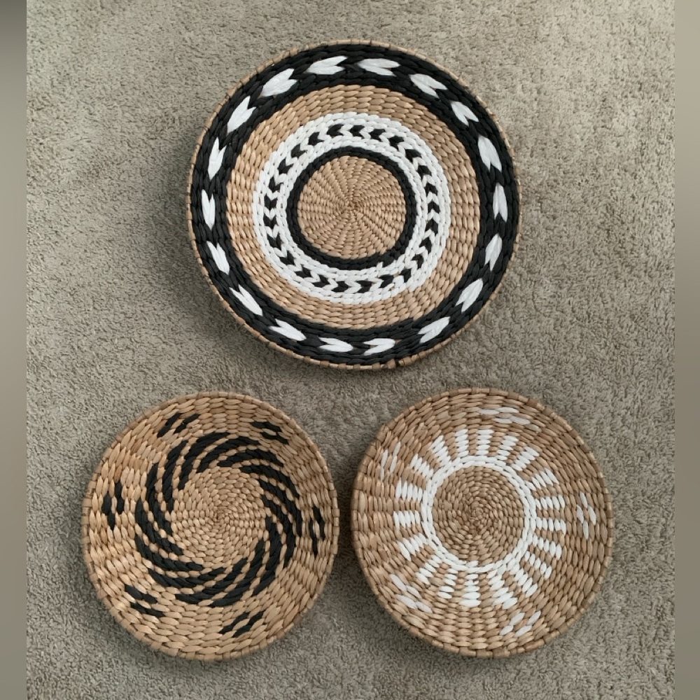 3 boho wicker wall decor